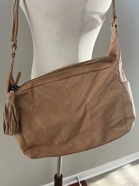 Great American LeatherWorks Soft Leather Hobo Bag in Tan Fringe
